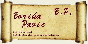 Borika Pavić vizit kartica